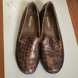 Ingaro Women's Flat Shoes Tortoise Shell Ladies Loafers Shoe Brown 8.5 Patent